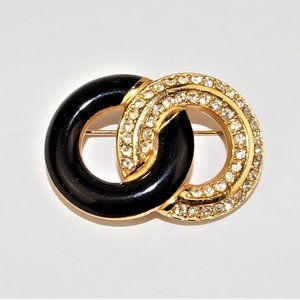 Vintage Christian Dior Swarovski Rhinestone Enamel Brooch